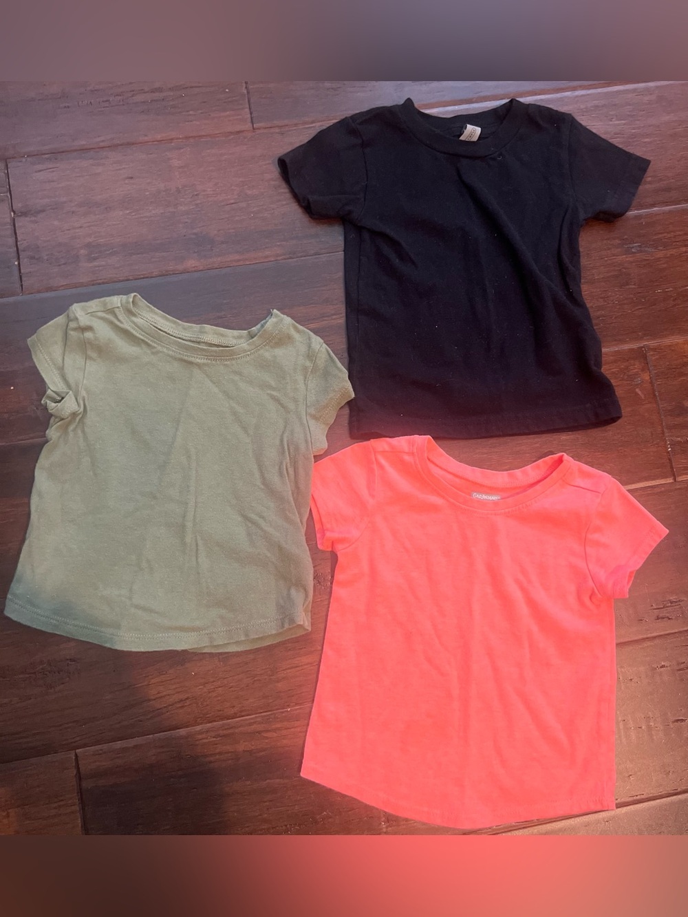 Old Navy (Olive) Garanimals(Coral), black(hobby lobby) Short Sleeve Tee Trio